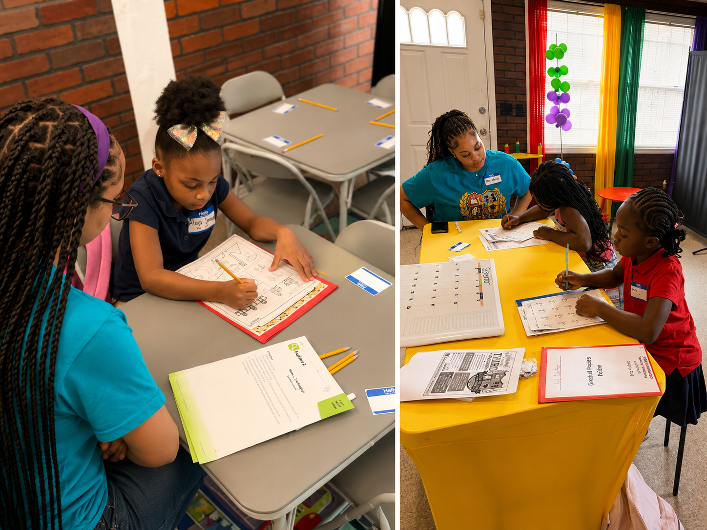 Staff helping students with homework and schoolwork